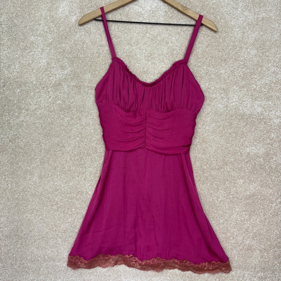 FREE PEOPLE Intimately Satin Lace Slip Dress Size Small Sexy Slinky Lace Up - Picture 1 of 7